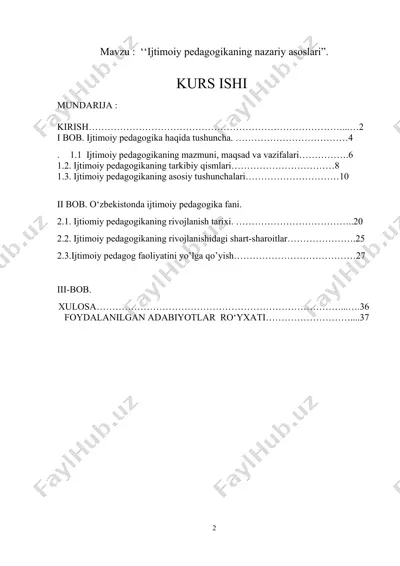 ijtimoiy pedagogikaning nazariyasi asoslari — DOCX