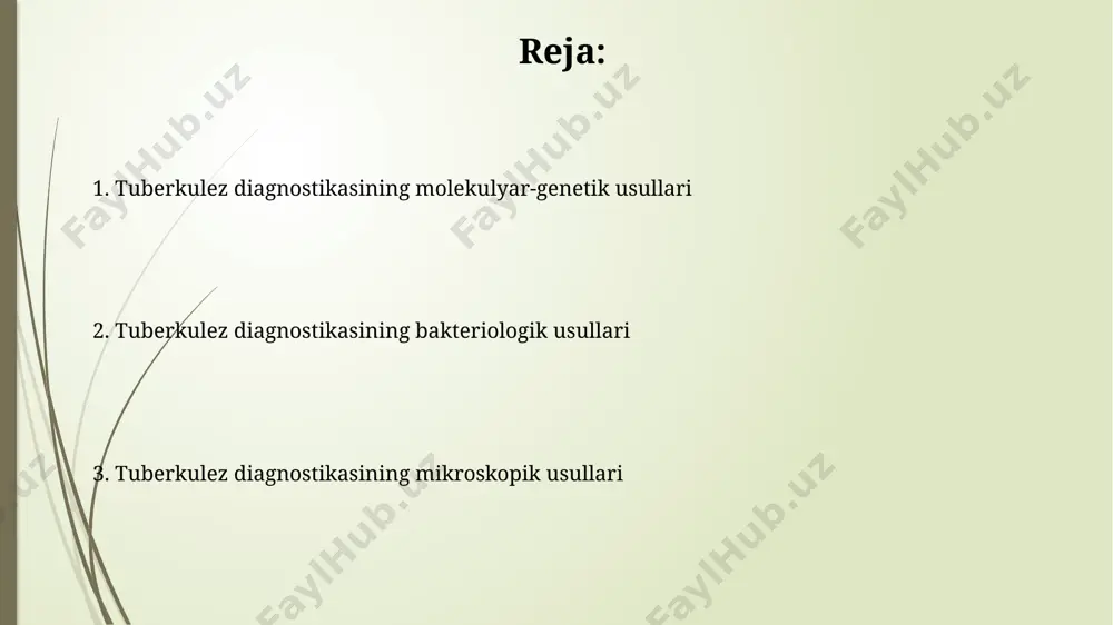 ekulyar diagnostika usullari pcr usuli, 95% dan yuqori aniqlik bilan mycobacterium tuberculosisni aniqlaydi va o'zbekistonning ko'plab laboratoriyalarida qo'llaniladi, davolash rejimini optimallashtirishga yordam beradi. xpert mtb/rif testi, 2 soat ichida tb va rifampisin rezistentligini aniqlaydi, jahon sog'liqni saqlash tashkiloti tomonidan tavsiya etiladi va hindiston kabi yuqori yuqumli mamlakatlarda keng qo'llaniladi. tasviriy diagnostika usullari кўкрак қутиси рентгенографиясида ўпкадаги ўзгаришларни аниқлаш 70% га яқин аниқлик билан 2 см диаметрдан катта ўчоқларни аниқлаш имконини беради ва ўзбекистоннинг қишлоқ жойларида ҳам мавжуд. сўлакдаги микобактерияларни аниқлаш учун флюоресцент микроскопия усули 100 та намунадан 90 тасида юқори сезувчанликни кўрсатади ва тошкент шаҳридаги кўплаб лабораторияларда қўлланилади. madaniy tekshirish usullari mikobakteriyalarni madaniy tekshirishda drug susceptibility testing (dst) yordamida 1- oy ichida rifampin va izoniazidga nisbatan chidamlilik darajasini aniqlash mumkin bo'ladi, natijalar toshkentdagi markaziy laboratoriyalarda tahlil qilinadi. madaniy tekshirish usullarida mikrobakteriyalarni aniqlash uchun lowenstein-jensen muhitining 2-4 hafta davomida inkubatsiyasi talab etiladi, bu jarayon o'zbekistonning viloyat tuberkulyoz dispanserlarida amalga oshiriladi. e'tiboringiz …