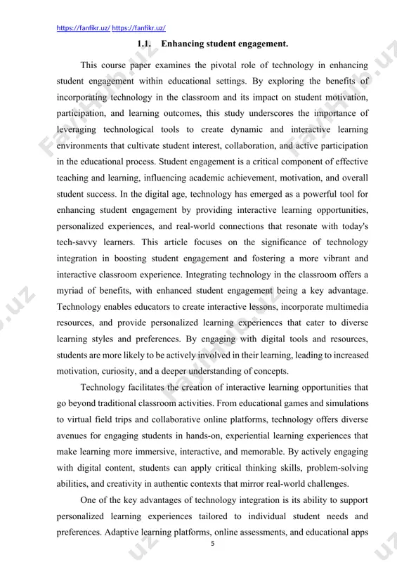 d learning outcomes, this study underscores the importance of leveraging technological tools to create dynamic and interactive learning environments that cultivate student interest, collaboration, and active participation in the educational process. student engagement is a critical component of effective teaching and learning, influencing academic achievement, motivation, and overall student success. in the digital age, technology has emerged as a powerful tool for enhancing student engagement by providing interactive learning opportunities, personalized experiences, and real-world connections that resonate with today's tech-savvy learners. this article focuses on the significance of technology integration in boosting student engagement and fostering a more vibrant and interactive classroom experience. integrating technology in the classroom offers a myriad of benefits, with enhanced student engagement being a key advantage. technology enables educators to create interactive lessons, incorporate multimedia resources, and provide personalized learning experiences that cater to diverse learning styles and preferences. by engaging with digital tools and …