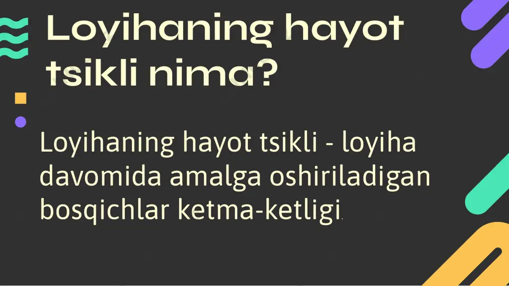 ingan) ijro bosqichining boshlanishini belgilaydi. xodimlar konferentsiya zalidan chiqishi bilanoq ishga kirishish vaqti keldi.ammo shuni yodda tutingki, rejangiz borligi uchun hech narsa o'z-o'zidan sodir bo'lmaydi. har bir ishtirokchi rejaga sodiq qolishiga va o'z vazifasini bajarishiga ishonch hosil qilishingiz kerak.uchrashuv boshlanishidan so'ng darhol qo'shimcha resurslarni tarqating, harakat bosqichlari, havolalar va ishtirokchilarga murojaat qilishlari uchun loyiha rejasini taqdim eting. vaqtdan foydalaning va vaqtni behuda sarflamang, lekin darhol biznesga kirishing. nazorat va boshqaruv ushbu bosqich odatda loyihani amalga oshirish bosqichiga to'g'ri keladi. bizning misolimizga qaytadigan bo'lsak, qurilish guruhi qurilish maydonchasida ishlayotganda, siz ishning borishini diqqat bilan kuzatib borasiz va shu bilan birga hamma narsa rejaga muvofiq ketayotganiga ishonch hosil qilish uchun smeta va jadvalni tekshirasiz. shuni yodda tutingki, loyihani boshqarishning hayot aylanishi biroz moslashuvchanlikni talab qiladi.nazorat bosqichida dastlabki rejaga tuzatish kiritishni talab qiladigan vaziyatlar yuzaga kelishi mumkin. bu normal holat - aynan shu nazorat bosqichi uchun! tashkiliy yig'ilish sizning yagona uchrashuvingiz bo'lmasligi kerak. …