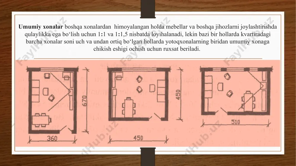 r (avtoturistlar uchun “lager-turar joylari” ). iii, iv darajasi nomerda o‘rinlar soni nomerda xonalar soni nomerning yashash maydoni, kv.m * sanitar-texnik qurilmalar oliy (lyuks) 1 1 16-18 vanna, yuvinish tosi, unitaz, bide, sochiq quritgich 2 1 18-20 2 2 30-40 2 3 40-60 i 1 1 14-16 vanna (yoki dush), yuvinish tosi, unitaz, sochiq quritgich 2 1 16-20 2 2 25-35 ii 1 1 9-12 dush, yuvinish tosi, unitaz 2 1 12-14 2 2 22 3 2 25 iii 1 1 9 dush, yuvinish tosi, unitaz 2 1 12-14 3 1 15-18 iv 1 1 9 dush, yuvinish tosi, unitaz (nomerlar guruxiga ruxsat etiladi) 2 1 12-14 3 1 15-20 *) xonalarning maydonlari ichki shkaflarni hisobga olmasdan berilgan. izox: nomerlarning yashash maydonlari, xonalar soni, sanitar qurilmalar soni loyihadash uchun topshiriq asosida aniqlanadi. image7.png image8.jpeg image9.jpeg image10.jpeg image3.png image4.png /docprops/thumbnail.jpeg