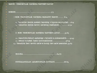 temuriylar davrida tasviriy san'at — PPTX