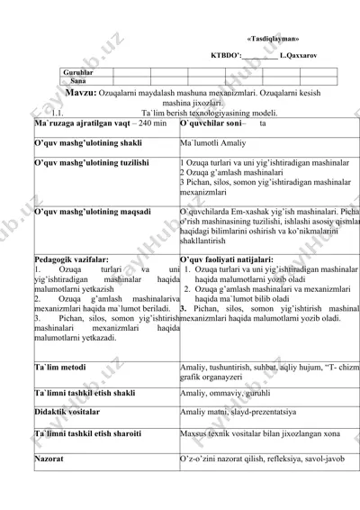 ozuqalarni maydalash mashuna mexanizmlari — DOC