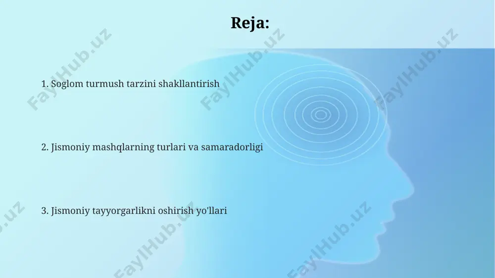 yurak-qon tomir salomatligi va mushak-skelet tizimining holatini baholash kerak. sogʻliqni saqlash mutaxassislari bilan muntazam, oyiga kamida 2 marta maslahatlashuv, mashqlar rejangizning samaradorligini kuzatish va kerak boʻlganda tuzatishlar kiritish uchun muhimdir. mutaxassislar bilan maslahatlashish sizning shaxsiy xususiyatlaringiz, 50% ga yaqin sogʻliq holatingizni va mavjud kasalliklaringizni hisobga olgan holda, moslashtirilgan mashqlar dasturini tuzishga yordam beradi. natijalarni kuzatish mushaklarning kuchini baholashda, 6 haftadan keyin 10-20% gacha o'sish, mushak massasining ortishi va kuch-quvvatining yaxshilanishini bildiradi. tana vaznining o'zgarishini haftalik 0.5-1 kg oralig'ida pasayishi, to'g'ri ovqatlanish va muntazam mashqlarning samaradorligini tasdiqlaydi. yurak urish tezligini kuzatish orqali, dam olish va mashg'ulot paytidagi farqni 10-15 urish oralig'ida kamaytirish, yurak-qon tomir tizimining mustahkamlanishini ko'rsatadi. dam olish va tiklanish haftada kamida 1-2 kun toʻliq dam olish, ortiqcha mashqlar tufayli jarohatlar va toliqishning oldini oladi, jismoniy ko'rsatkichlarni yaxshilashga yordam beradi. dam olish va tiklanish jarayonida mushaklarning oʻsishi uchun kamida 7-9 soatlik sifatli uyqu muhim, chunki bu vaqtda gormonlar ishlab chiqariladi …