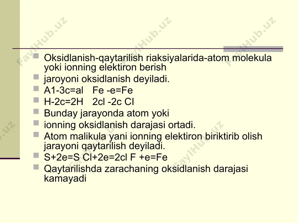 oksidlanish - qaytarish reaksiya turlari - Page 5