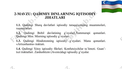 qadimiylarning iqtisodiy jihatlari — PPTX