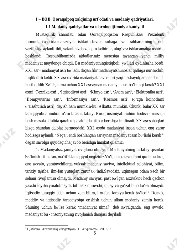 ohaga - siyosiy madaniyat, yuridik shaxslar va tartibni saqlash xodimlariga - huquqiy madaniyat, tabiatni saqlash uchun - ekologik madaniyat, ishlab chiqarishda ishilab chiqarish (mexnat madaniyati), qishloq. xo’jaligida - agro madaniyat, aholining bo’sh vaqtini o’tqazishda - dam olish madaniyati, uy-ro’zgorda - turmush madaniyati, kundalik hayotda - kiyinish madaniyati, muomala madaniyati, so’zlashganda - nutq madaniyati, aholini sog’lomlashtirishda - jismoniy madaniyat va tabobatda - davolash madaniyati va hokazo madaniyatlar zarur. barcha kasb a'zolari yuksak madaniyatli bo’lishga intiladi. agar rahbarda - boshqaruv madaniyati, militsiya xodimida - axloqiy madaniyat, sotuvchida - muomala madaniyati, tibbiyot xodimida - davolash madaniyati, o’qituvchilarda ma'naviy madaniyat bo’lmasa, bu kasb egalari jamiyat taraqqiyotiga o’z xis salarini qo’sha olmaydilar1. madaniyati bo’lmagan ishchining mahsuloti ham hech kimga kerak bo’lmay qoladi. madaniyati bo’lmagan soha, ish, faoliyatning inson uchun foydasi kam. inson hamma soha yordamida madaniyatli bo’lishga intiladi. shuning uchun bo’lsa kerak, madaniyat atamasiga izoh berilganda: ‘madaniyat - bu insoniyat tomonidan yaratilgan barcha moddiy va …