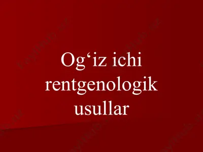 rentgenologik usullar — PPTX