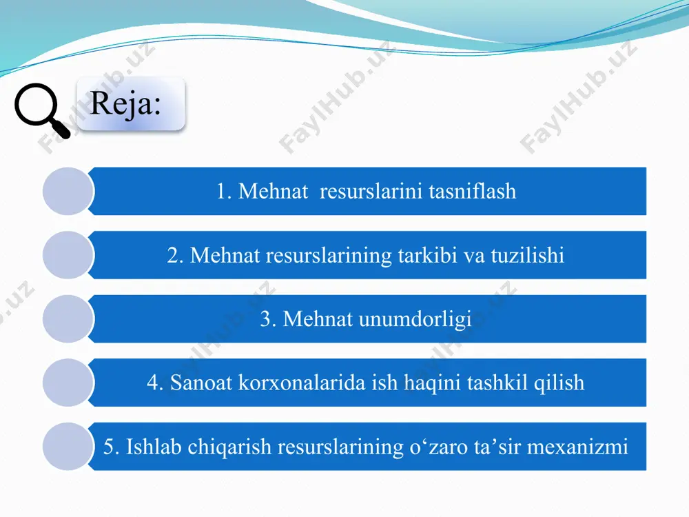 o‘rsatkichlar hisoblanadi va taxlil qilinadi: ishga qabul qilingan personal soni кqq= personalning o‘rtacha ro‘yxat soni kadrlar oqimi koeffitsiyenti korxona personali tarkibining doimiylik koeffitsiyenti korxona ishlab chiqarish faoliyatining joriy va istiqboldagi strategiyasi kadrlar siyosati bilan chambarchas bog‘liq bo‘lib, u quyidagilarni o‘z ichiga oladi: ishchi kuchini yollash, joylashtirish va rejalashtirish; xodimlarni o‘qitish, tayyorlash va malakasini oshirish; kadrlarni xizmat lavozimlari bo‘yicha yuqori pog‘onaga ko‘tarish; yollash shartlari, mexnat va unga xaq to‘lash sharoitlari; mehnat jamoasida qulay ruxiy muxitni yaratish. korxonaning kadrlar siyosati amaliyotda faqat ichki vazifa va muammolarni hal qilishdan tashqari, bandlik sohasida davlat siyosatiga tayanadi va quyidagilarni ko‘zda tutadi: fuqarolarning mehnat huquqi va kasb tanlash erkinliklarini amalga oshirishda bir xil imkoniyatlarga ega bo‘lishini taʼminlash; fuqarolarning mexnat va tadbirkorlik tashabbuslarini qo‘llab-quvvatlash, ularning ishlab chiqarish qobiliyatlarini rivojlantirishga bandlik sohasidagi faoliyatni iqtisodiy va ijtimoiy faoliyatining boshqa yo‘nalishlari bilan uyg‘unlashtirish orqali ko‘maklashish; mexnat faoliyati davrida va nafaqaga chiqqandan so‘ng ham xodimlarning ijtimoiy muxofazasini taʼminlash; aholi bandligi muammolarini …
