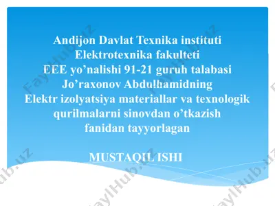 transformator izolyatsiyasi — PPTX