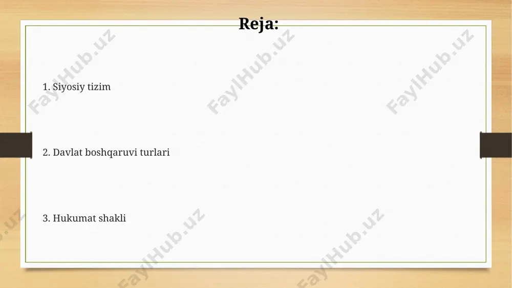 1000 yildan ortiq davom etgan, ammo 20-asrda ko'pchiligi qulab tushdi yoki konstitutsiyaviy monarxiyalarga aylandi, bu esa hukmdorning vakolatlarini cheklashni ko'rsatadi. konstitutsiyaviy monarxiyalarda, masalan, buyuk britaniyada, monarxning asosiy vakolati ramziy bo'lib, haqiqiy hokimiyat parlamenti va bosh vazirga tegishli, 2 ta palatali parlament tizimi mavjud. monarxiya 3 asosiy turiga bo'linadi: mutlaq monarxiya, konstitutsiyaviy monarxiya va parlament monarxiyasi, ularning hokimiyat taqsimoti va qonunchilik jarayonlarida sezilarli farqlari mavjud. totalitar va avtoritar rejimlar totalitar rejimlarda, avtoritar rejimlardan farqli o'laroq, 100% ga yaqin ijtimoiy nazorat o'rnatiladi va shaxsning barcha jihatlari davlat tomonidan nazorat qilinadi. avtoritar rejimlarda, odatda, chegaralangan siyosiy pluralizm mavjud bo'lib, 2-3 ta siyosiy partiya faoliyat yuritadi, ammo ularning haqiqiy ta'siri cheklangan. totalitar rejimlar, ideologiya orqali, fuqarolarning fikrlash va harakatlarini mutlaq nazorat qilishni maqsad qilib qo'yadi, bu esa axborotning monopollashuvi va senzura orqali amalga oshiriladi. siyosiy tizimning elementlari siyosiy madaniyat, siyosiy tizimning samarali ishlashida muhim rol oʻynab, 2 asosiy komponentga – siyosiy ishtirok va siyosiy …
