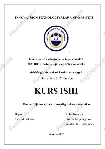 dasturiy injiniring ta'lim yo‘nalishi kurs ishi — DOCX