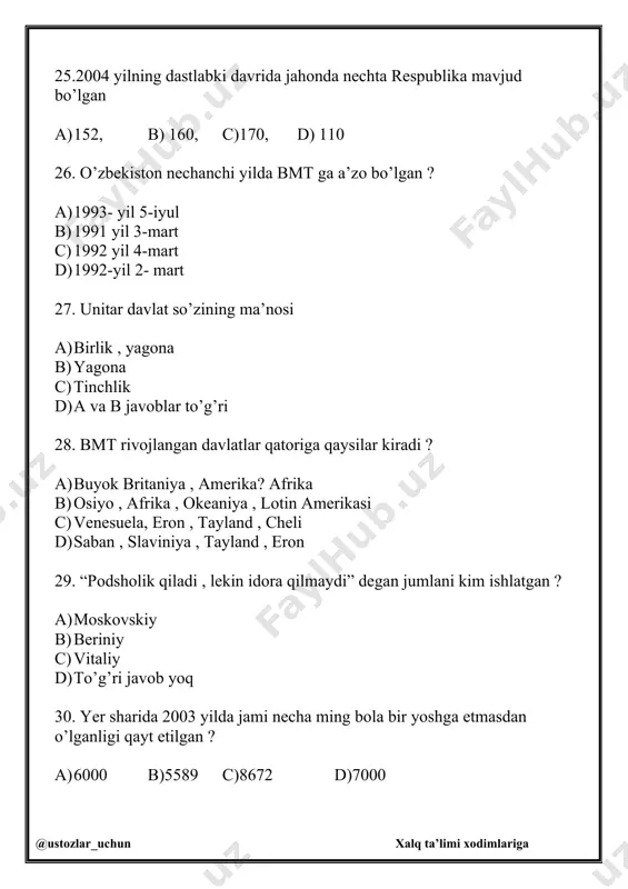 amaliy geografiya test savollari - Page 4