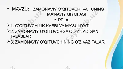 zamonaviy o’qituvchi va uning ma’naviy qiyofasi — PPTX