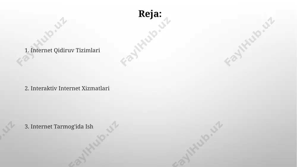 ив харита хизматлари, google maps каби, 200 дан ортиқ мамлакат ва ҳудудларни қамраб олиб, реал вақт режимидаги трафик маълумотлари ва 50 миллиондан ортиқ жойлар ҳақида маълумотларни тақдим этади. internet xavfsizligi интернет хавфсизлиги бўйича 2023 йилдаги ҳисоботларда 150 дан ортиқ киберхужумларнинг ўзбекистонга нисбатан амалга оширилгани аниқланган, бу эса киберхавфсизлик тизимларини яхшилаш заруратини кўрсатади. жаҳон киберхавфсизлик индексида ўзбекистон 100 та давлат орасида 65-ўринни эгаллаган. бу мамлакатда кибержиноятчилик билан курашишнинг самарадорлигини ошириш учун янада кўп ишлар қилиш заруратини билдиради. ma'lumotlarni qidirish va saralash qidiruv natijalarining tegishliligi va aniqligi uchun 100 dan ortiq omillar hisobga olinadi, shu jumladan matn tarkibi, meta ma'lumotlar, geolokatsiya va foydalanuvchining oldingi so'rovlari, natijada o'zbekistondagi foydalanuvchilar uchun ham aniq ma'lumotlar taqdim etiladi. ma'lumotlarni saralashda algoritmlar, masalan, pagerank, veb-sahifalarning ahamiyatini aniqlash uchun havolalar soni va sifatini hisobga oladi va natijalarni aqsh, xitoy va hindiston kabi yirik mamlakatlarning foydalanuvchilari uchun moslashtiradi. kelajakdagi internet qidiruv tizimlari hozirgi vaqtda rivojlanayotgan semantik qidiruv tizimlari, yaʼni …