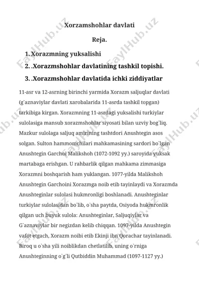 xorzamshohlar davlati — DOCX