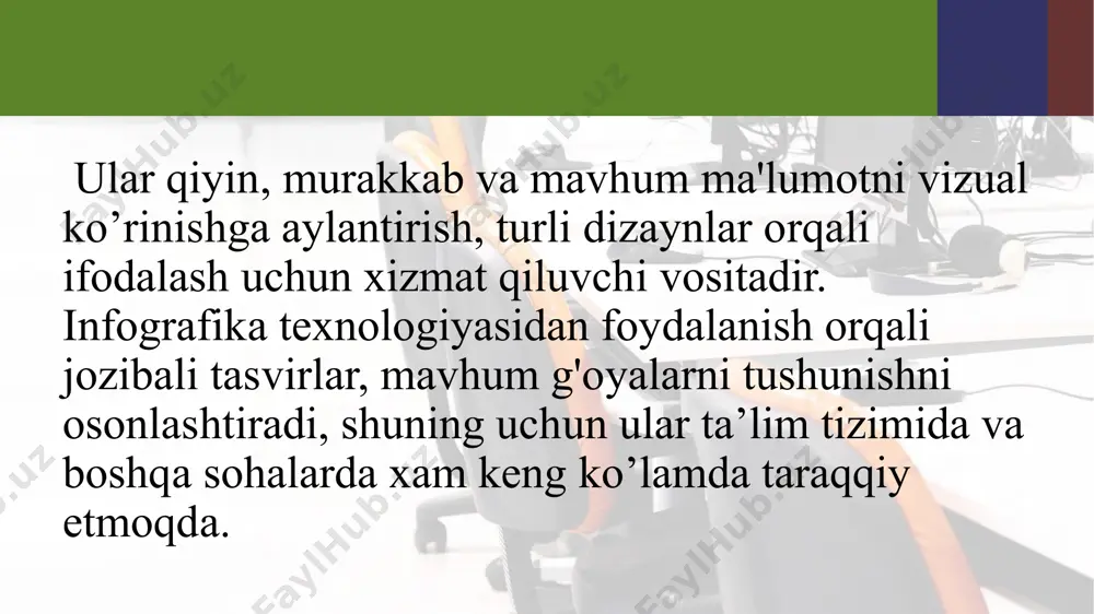 shunarlilik 5. vizual tasvirlar, videolar, tovushlar, animatsiyalarning muvozanatli kombinatsiyasi 6. ko'rsatilgan havolalarning haqiqiyligi va ishonchliligi 7. talabalar saviyasiga moslig e’tiboringiz uchun tashakkur image2.jpg image1.jpg /docprops/thumbnail.jpeg