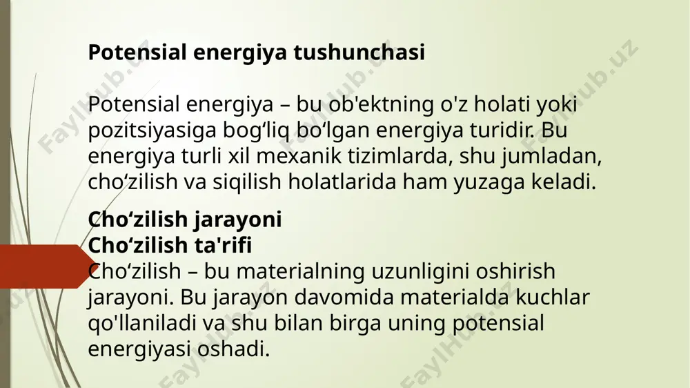 cho‘zilish va siqilishda potensial energiya - Page 3