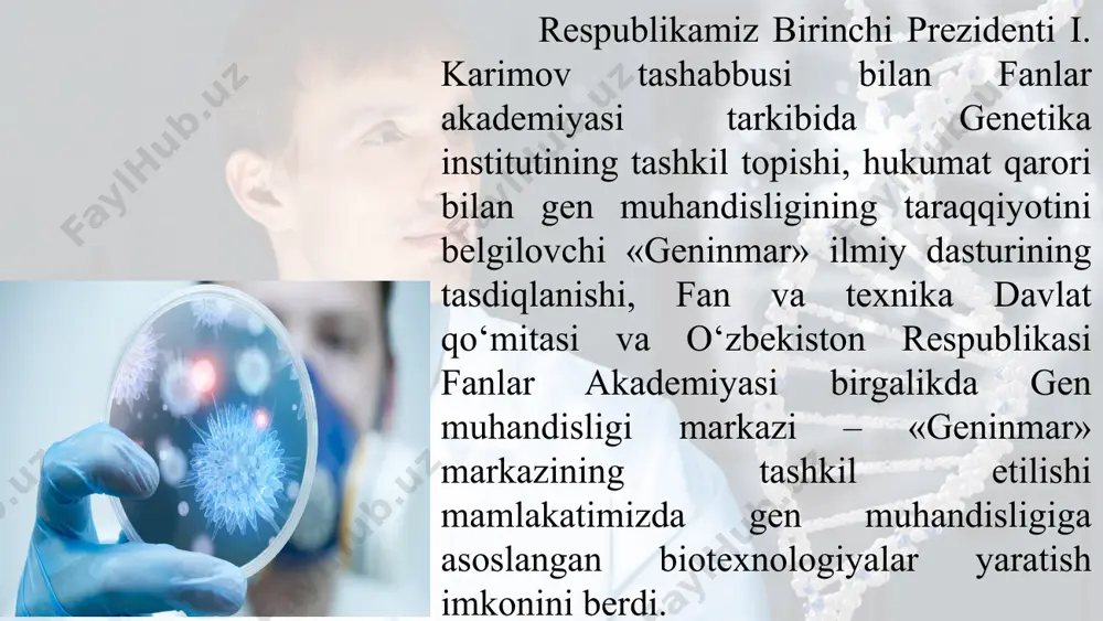 o‘lgan dnk tarkibidagi nukleotidlarning % larini aniqlang. uyga vazifa o‘tilgan mavzuni konspektlashtirish va mavzu matni so‘ngidagi savollarga javob yozib kelish. image2.jpeg image3.jpeg image4.jpeg image5.jpeg image6.jpeg image7.jpeg image8.jpeg image9.jpeg image10.jpeg image11.jpeg image12.jpeg image13.emf image1.jpeg ivf