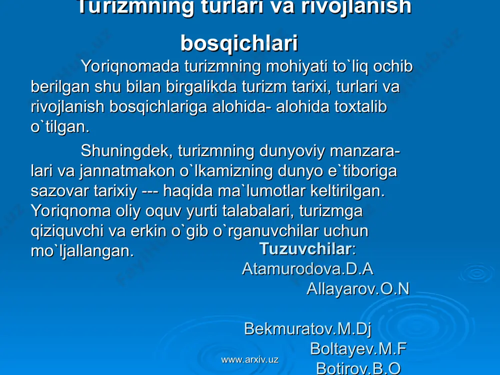 turizmning turlari va rivojlanish bosqichlari haqida - Page 5