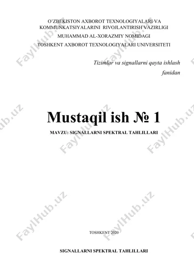 signallarni spektral tahlillari — DOCX