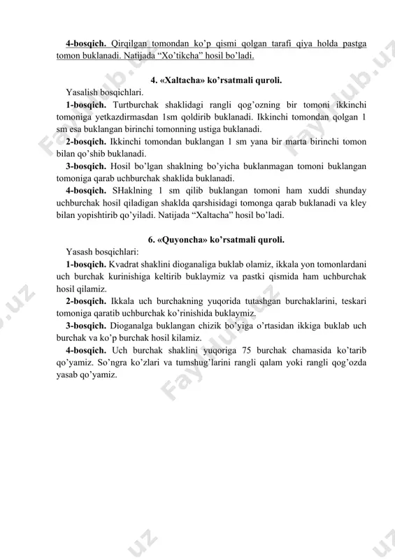 3-amaliy mashg’ulot: qog‘ozni oddiy buklash usullarida maketlar yasash - Page 4