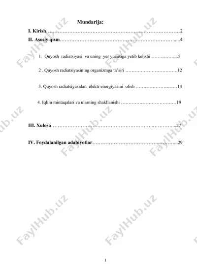 quyosh radiatsiyasi va uning ta'siri — DOCX