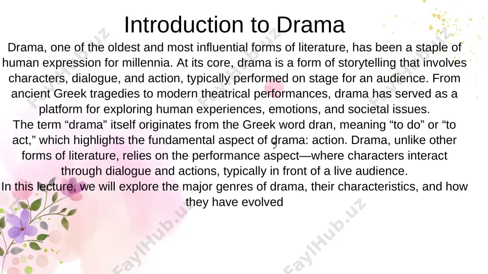 of predestination or cosmic justice. despite their efforts to change or avoid their fate, the hero is often doomed to fail. serious tone: tragedy deals with grave and serious subject matter, often focusing on the universal struggles of human existence. examples of tragedy: sophocles' oedipus rex: oedipus, the king of thebes, strives to save his city from a plague, only to discover that he is the source of the curse. his tragic flaw—his determination to defy fate—leads to his downfall. william shakespeare's macbeth: macbeth, a scottish nobleman, is driven by ambition and manipulation, which ultimately leads him to commit murder and face his ruin. 2. comedy definition and origin: comedy, in contrast to tragedy, is a genre that aims to entertain and amuse its audience. originating in ancient greece, comedy was initially performed as a form of satirical social commentary. the tone of comedy is lighter, and its plots usually …