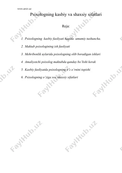 psixologning kasbiy va shaxsiy sifatlari — DOC