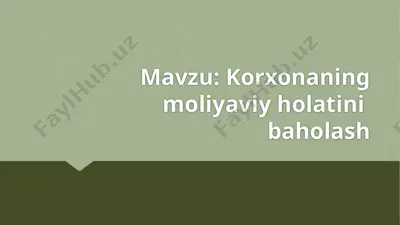 korxonaning moliyaviy holatini baholash — PPTX