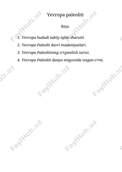 yevropa paleoliti — DOCX