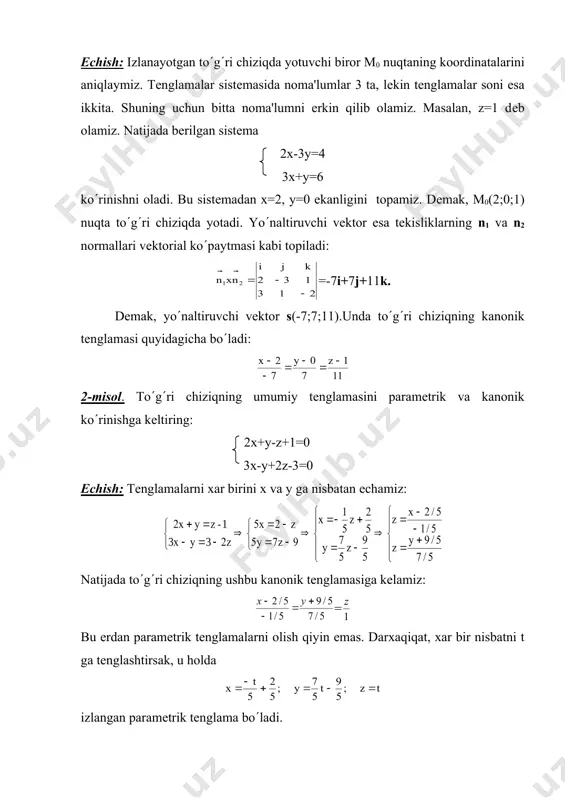 fazodagi to'g'ri chiziq tеnglamalari - Page 4