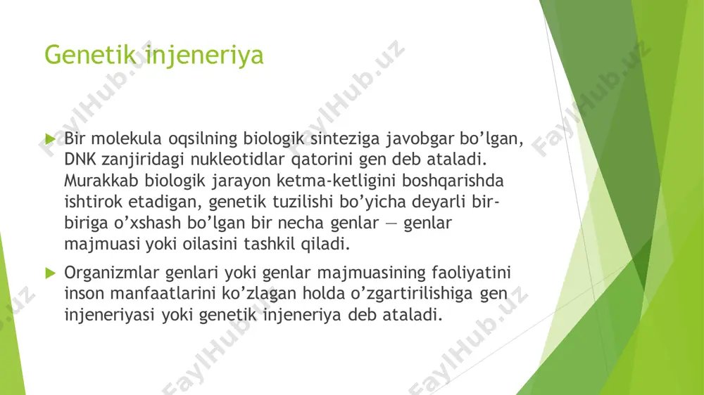 ismli yoqimtoygina qizaloq paydo bo‘ldi. o‘sha paytdagi kongressmenlardan biri jorj braun uni kengash a’zolariga tanishtirar ekan «ro‘parangizda mo‘jizaning tirik isboti turibdi», dedi». xo‘sh, bunda gap qanday mo‘’jiza haqida bormoqda? ma’lum bo‘lishicha, bu qizaloq irsiy kasallik bilan og‘rigan. 1990 yilning sentyabrida uni gen terapiyasi usuli bilan davolashni boshlashgan. natijada oradan bir necha yil o‘tgach, ashanti de silva sog‘ayib, tengdoshlari qatori maktabga qatnab yuribdi.  tibbiyotda gen terapiyasi yo‘nalishi paydo bo‘lgach, ungacha davolash ancha murakkab bo‘lgan kasalliklarni ham muvaffaqiyatli muolaja qilish borasida fikrlar tug‘ila boshlagani rost. hattoki, saraton, oits, sil kabi qator kasalliklardan shifo topish mumkinligi borasida dadil fikrlar ilgari surildi. ammo har ishda bo‘lgani kabi dastlabki amaliy natijalar kutilganidek bo‘lmadi, muvaffaqiyatlar boshidanoq olimlarni xushnud etmadi. misol uchun, vestern reserv universiteti tad- qiqotchilari tomonidan 1989 yili insonning klonlashtirilgan genlarini hujayralarga ko‘chirish tajribalari o‘tkazildi. aytish kerakki, bu insonni gen terapiyasi yordamida davolashga ilk urinish edi. french anderson, maykl blez va stiven rozenberg boshchiligidagi …