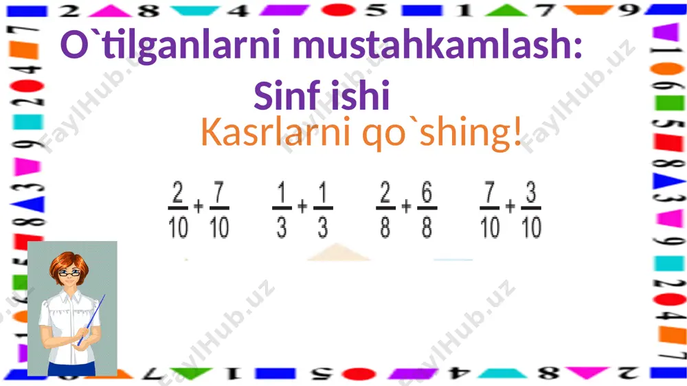 bir xil maxrajli kasrlarni qo`shish - Page 3