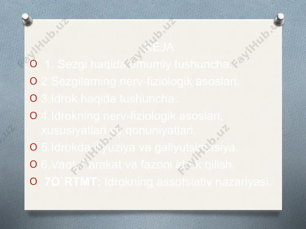 ridan keladigan nerv signallarining qayta ishlanishi sodir bo`ladigan qobiq osti va qobiq bo`limlari. analizator nerv jarayonlarining yohud reflektor yoyining butun yo`li manbasi va eng muhim qismini tashkil etadi. reflektor yoyi reseptordan ta`sirotni miyaga olib boruvchi nerv yo`llari va effektordan tarkib topgandir. kompensasiya * insonlar tomonidan rang va yorug’likni sezish ko’rish sezgilari orqali amalga oshadi va seziladigan ranglar xromatik va axromatik turlarga bo’linadi. ko’rish sezgilarining organi ko’z hisoblanib, u ko’z soqqasi undan chiqib keladigan ko’ruv nervlaridan tashkil topgan bo’lib, ko’z soqqasini tashqi tomirlari va to’r pardalari o’rab turadi. odam ko’zi ranglarning taxminan, 380 millimikrondan 780 millimikrongacha uzunlikdagi to’lqinlarning ta’sirini sezadi. uch rangli sezgi nazariyasining asosiy qoidalari 1756-yilda m.v.lomonosov tomonidan bayon qilingan bo’lsa, 1856-yildan keyin nemis fizigi g.gelmgols tomonidan uni to’la isbotlab berilgan. eshitish sezgilari tovushlarni eshitishdan iborat bo’lib, musiqaviy va shovqinli tovushlarni aks ettiradi. odatda tovushlar oddiy va murakkab turlarga ajratiladi, ularning 1-si tonli, 2-si esa bir necha tondan tashkil topadi. …