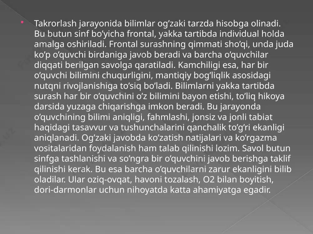 o'quvchilarning o'zlashtirilgan bilimlarini tekshirish va baholash - Page 5