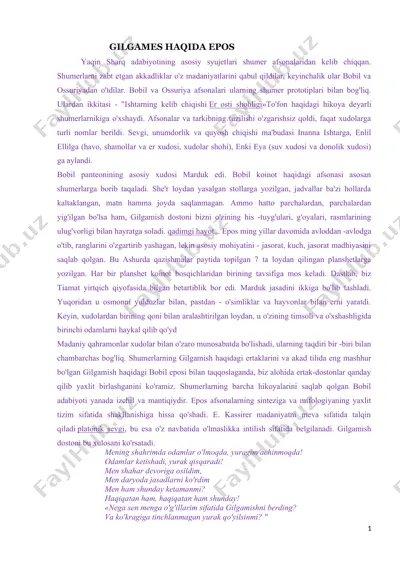 gilgamesh haqida epos — DOC