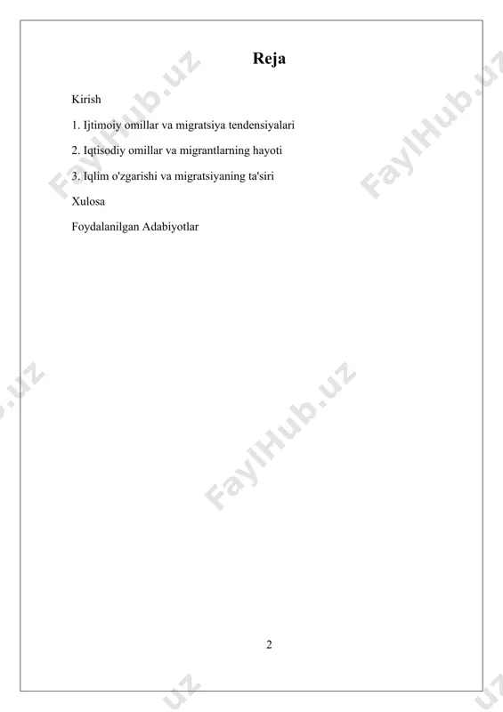 n qochib, boshqa davlatda xavfsizlik izlayotgan shaxslar. diaspora — bu o'zlarining kelib chiqishi boshqacha geografik joyda tarqalgan aholi. aholi migratsiyasini o'rganish davlatlar va siyosatchilar uchun juda muhimdir, chunki migratsiya bozorlar, iqtisodiy o'sish, shahar rejalashtirish va ijtimoiy xizmatlar uchun jiddiy oqibatlarga ega. masalan, migratsiya tufayli tez rivojlanayotgan shaharlar uy-joy, transport va infratuzilma bilan bog'liq muammolarni boshdan kechirishlari mumkin. bundan tashqari, migratsiya madaniy almashinuvi va xilma-xillikni keltirib chiqarishi mumkin, bu esa jamiyatlarni boyitadi, ammo ba'zan ijtimoiy tarangliklarga ham olib kelishi mumkin. hozirgi kunda migratsiya tadqiqotlari globalizatsiya, iqlim o'zgarishi va siyosiy beqarorlik kabi faktorlarni hisobga olgan holda yanada murakkablashmoqda. saskia sassen va hein de haas kabi tadqiqotchilar transmillatchilik va migratsiyaning ijtimoiy tarmoqlarga ta'siri kabi masalalarni batafsil o'rganib chiqmoqdalar. so'nggi tendentsiyalar iqlim bilan bog'liq migratsiya ko'payishi, shaxslar atrof-muhitga bog'liq omillar tufayli o'z uylaridan chiqishga majbur bo'lishlarini ko'rsatmoqda. biroq, migratsiya statistikasi sohasida hali ham bir qancha qiyinchiliklar mavjud. ma'lumot to'plash har doim bir xil emas, …