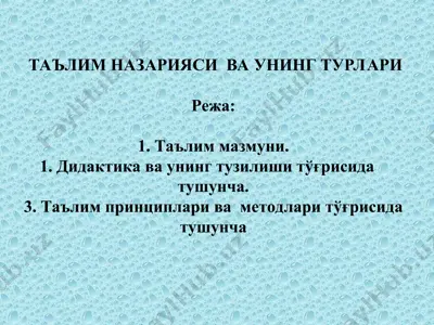 таълим назарияси ва унинг турлари — PPT