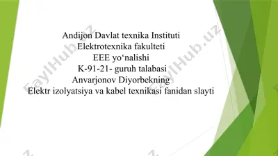 elektr izolyatsiya va kabel texnikasi fanidan slayt — PPTX