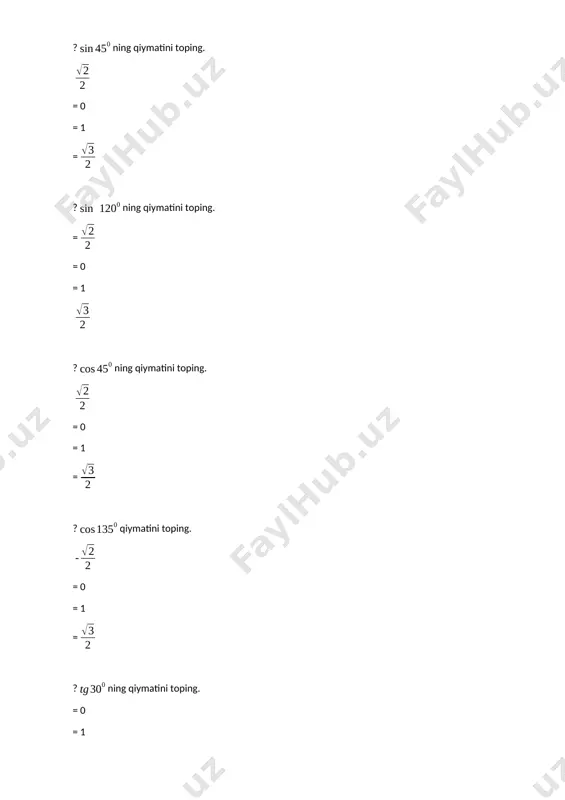 avob keltirilmagan. ? ning ishorasini aniqlang. = = aniqlanmagan = to’g’ri javob keltirilmagan. ?ifodani soddalashtiring. =7 8 =6 =2 ?ifodani soddalashtiring. =7 =8 5 =2 ?ifodani soddalashtiring. =7 =8 10 =2 ?ifodani soddalashtiring. = = = ?ifodani soddalashtiring. = = = ?ifodani soddalashtiring. = = = ?ifodani soddalashtiring. = = = ?ifodani soddalashtiring. = = = ?ifodani soddalashtiring. = = = ? ifoda quyidagilardan qaysi biriga teng. = = = ? ifoda quyidagilardan qaysi biriga teng. = = = ? ifoda quyidagilardan qaysi biriga teng. = = = ? ifoda quyidagilardan qaysi biriga teng. = = = ? ifoda quyidagilardan qaysi biriga teng. = = = ? ifoda quyidagilardan qaysi biriga teng. = = = ? ifodani soddalashtiring. = =1 0 =2 ? ifodani soddalashtiring. = =0 =2 ? ifodani soddalashtiring. = = 0 =2 ? ifodani soddalashtiring. = = =0 2 ? hisoblang. =1 =2 =3 ? hisoblang. =1 …