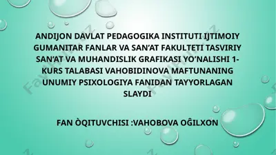 psixologik rivojlanish xususiyatlari — PPTX
