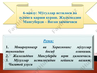 мўғуллар истилоси ва зулмига қарши кураш — PDF