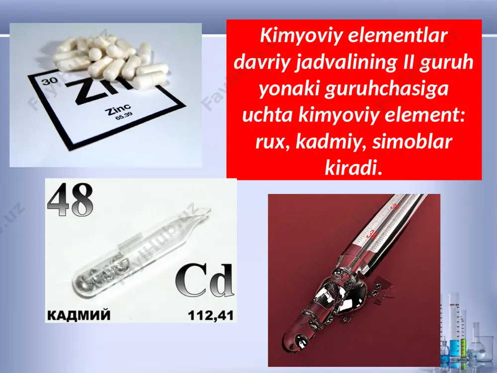 ii guruh yonaki guruhcha elementlarining davriy jadvaldagi o‘rni. atom tuzilishi. xossalari. 9 - sinf - Page 3