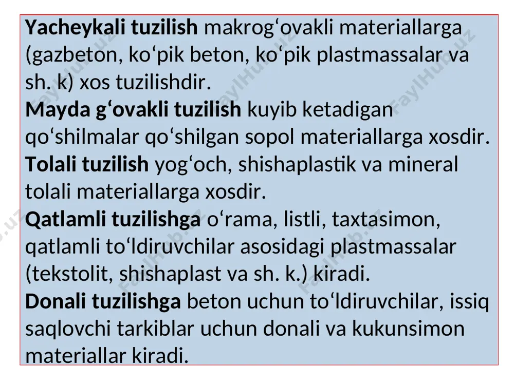 qurilish ashyolarining asosiy xossalari - Page 5