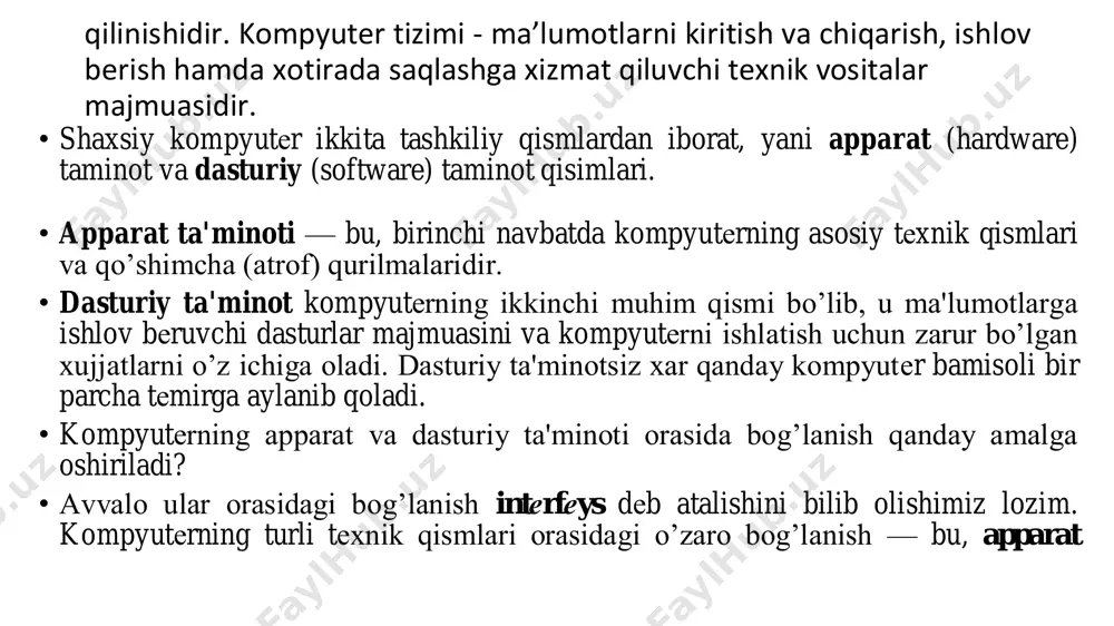 nov ishlarini amalga oshiruvchi dasturlar, grafik va video axborotlarni qayta ishlash, internetdagi web saydlarni ko’rish uchun mo’ljallangan brauzerlar va shunga o’xshash maqsadlarda ishlatiluvchi dasturlar amaliy dasturlardir. kompyuterlar dasturiy ta’minotining aksariyat qismini amaliy dasturlar tashkil etadi. dasturlash tеxnologiyasining uskunaviy vositalari — yangi dasturlarni ishlab chikish jarayonida qo’llaniladigan maxsus dasturlar majmuasidan iborat vositalardir. bu vositalar dasturchining uskunaviy vositalari bulib xizmat kiladi, ya'ni ular dasturlarni ishlab chiqish(shu jumladan, avtomatik ravishda ham), saqlash va joriy etishga muljallangan. texnologik ta’limni o’qitishda interaktiv doska bilan ishlash o’qitish jarayoning samaradorligi yuqori bo’lishining asosiy omillaridan biri fanning ko’rgazmali axborot bilan ta’minlanganligidir. xozirda o’quvchi turli zamonaviy vositalar bilan qurollangan bo’lishi davr talabiga aylandi. shuningdek bugungi o’qituvchi o’quvchilariga sifatli ta’lim berishni istasa, turli usul va vositalar bilan birga zamonaviy , ilg’or texnologiyalar bilan ham jihozlangan bo’lishi darkor. xozirgi kunda biz bilamizki dars jarayonida turli xil multimediya vositalaridan foydalaniladi.ular dars samaradorligini oshirish bilan birga o’quvchlaming soddaroq tushunishiga zamin yaratadi. yolci barcha …