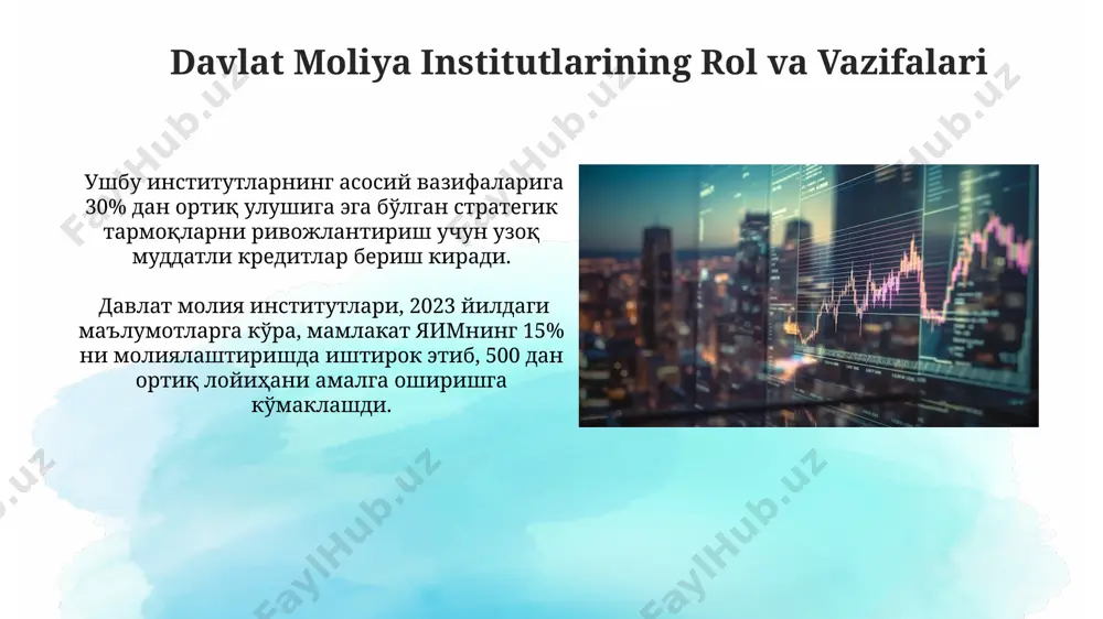 davlat moliya institutlarining moliya bozorlaridagi faoliyati va ro'li - Page 3