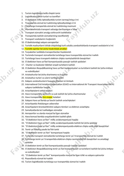 turizm logistikasini kelib chiqish tarixi — DOCX