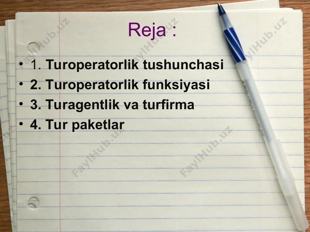 atib borishni amalga oshiradi odatda turoperatorlik funksiyasini amalga oshirish uchun korxonani shundayligicha yuridik shaxs sifatida yoki yuridik shaxs ma’lumotiga ega bo‘lmagan tadbirkor sifatida ro‘yxatdan o‘tkazishigina emas, balki bunday faoliyatni amalga oshirish uchun maxsus litsenziya ham olish zarur. masalan, rossiyada litsenziya olish faqat xalqaro turistlik faoliyatni amalga oshirishda talab etiladi. ichki turizm sohasidagi faoliyatda litsenziya va maxsus ro‘yxatdan o‘tish talab qilinmaydi. o‘zbekistonda esa ichki va xalqaro turizm uchun yagona litsenziya zarur. bu javobgarlik turoperatorning tegishlicha kafolatlarini (ma’lum summadagi mablag‘ depoziti yoki boshqa ta’minot uchun bank kafolati, agar litsenziyalashtirish qonunlari bo‘yicha mumkin bo‘lsa, malakaviy javobgarlikni sug‘urtalashni nazarda tutadi. turli mamlakatlarda javobgarlikning ta’minlanish darajalari turlicha belgilangandir, masalan, 10 dan 250 ming usd. turoperator turistlik mahsulot iste’molchisi oldida javobgar hisoblanadi, iste’molchi ko‘pgina turli xil korxonalar xizmatini o‘z ichiga olgan xizmat ko‘rsatishlar paketini aynan undan sotib oladi. turistlik agentliklar (turagent) - bu iste’molchiga, ya’ni turistga yoki mijozlarga ayrim turistlik xizmatlar va turlarni chakana sotish funksiyasini …