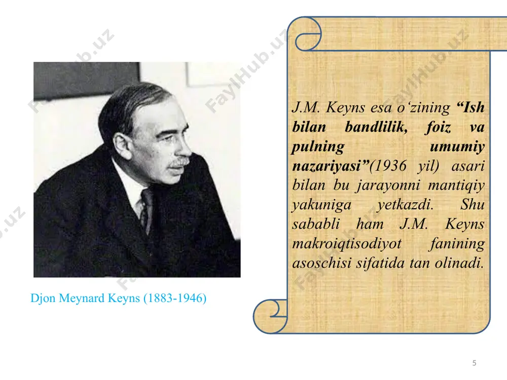 uomalasi, kredit va moliya “makroiqtisodiyot” ekonometrika soliqlar va soliqqa tortish mikroiqtisodiyot iqtisodiy nazariya mehnat iqtisodiyoti va sotsiologiyasi ehtimollar nazariyasi va matematik statistka xalqaro iqtisodiy munosabatlar makroiqtisodiy tahlil statistika ko‘pgina mikroiqtisodiy ko‘rsatkichlar yordamida korxonalar faoliyatiga baho berilib, ular faoliyatining rivojlanish tamoyillari aniqlansa, makroiqtisodiy ko‘rsatkichlar orqali butun iqtisodiyotning holati, uning o‘sishi yoki pasayishi tahlil qilinib, xulosa chiqariladi. ular yordamida davlat o‘z iqtisodiy siyosatini belgilaydi. 23 butun milliy iqtisodiyotning holatini tavsiflovchi muhim mak­roiqtisodiy ko‘rsatkichlar - yalpi ichki mahsulot (yaim), sof milliy mahsulot (smm), milliy daromad (md), aholi daromadlari (ad), ishchi kuchi bandligi, ishsizlik, inflyatsiya va boshqa shu kabilar hisoblanadi. bu ko‘rsatkichlar moddiy ishlab chiqarish va xizmat ko‘rsatish sohalaridagi barcha xo‘jaliklar iqtisodiy faoliyatining umumiy va pirovard natijalarini qamrab oladi. 24 25 26 27 28 har qanday iqtisodiy tizimda tovarlar va xizmatlarni takror ishlab chiqarish umumiy jarayonini resurslar, tovar va xizmatlar, daromadlar hamda xarajatlarning doiraviy oqimi modeli ko‘rinishida tasavvur qilish mumkin. bu sodda model makroiqtisodiy …